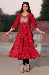 Filiate Women Embroidery Round-Neck A-Line Kurta