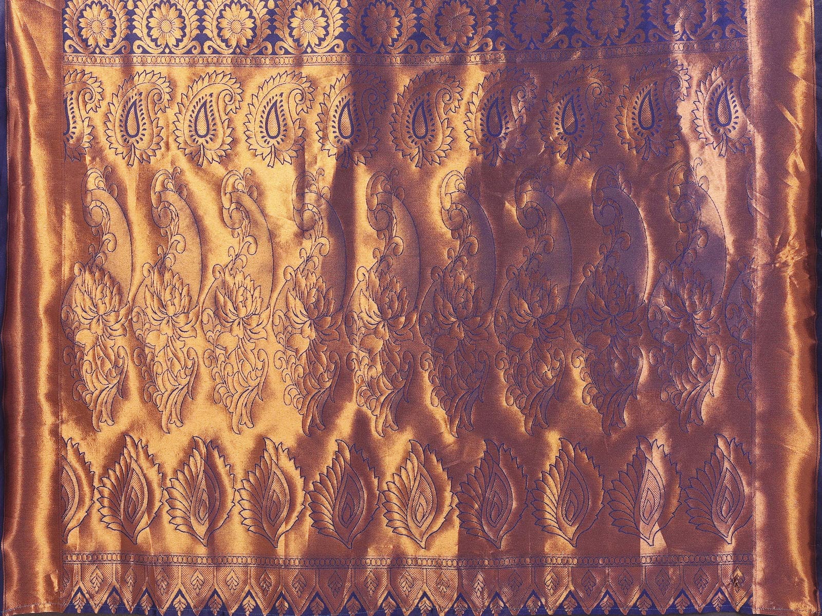 Teal & Copper Woven Saree with Intricate Paisley Motifs – Premium Festive & Wedding Wear - Filiate