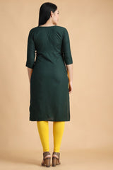 Filiate Women Embroidered Straight Kurta with Round Neck