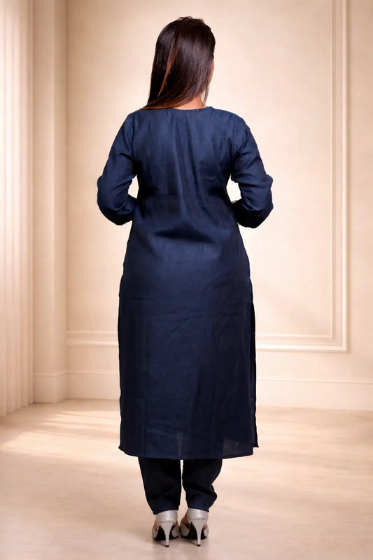Navy Blue Kurta Set with Dupatta for Women | Elegant Ethnic & Festive Wear