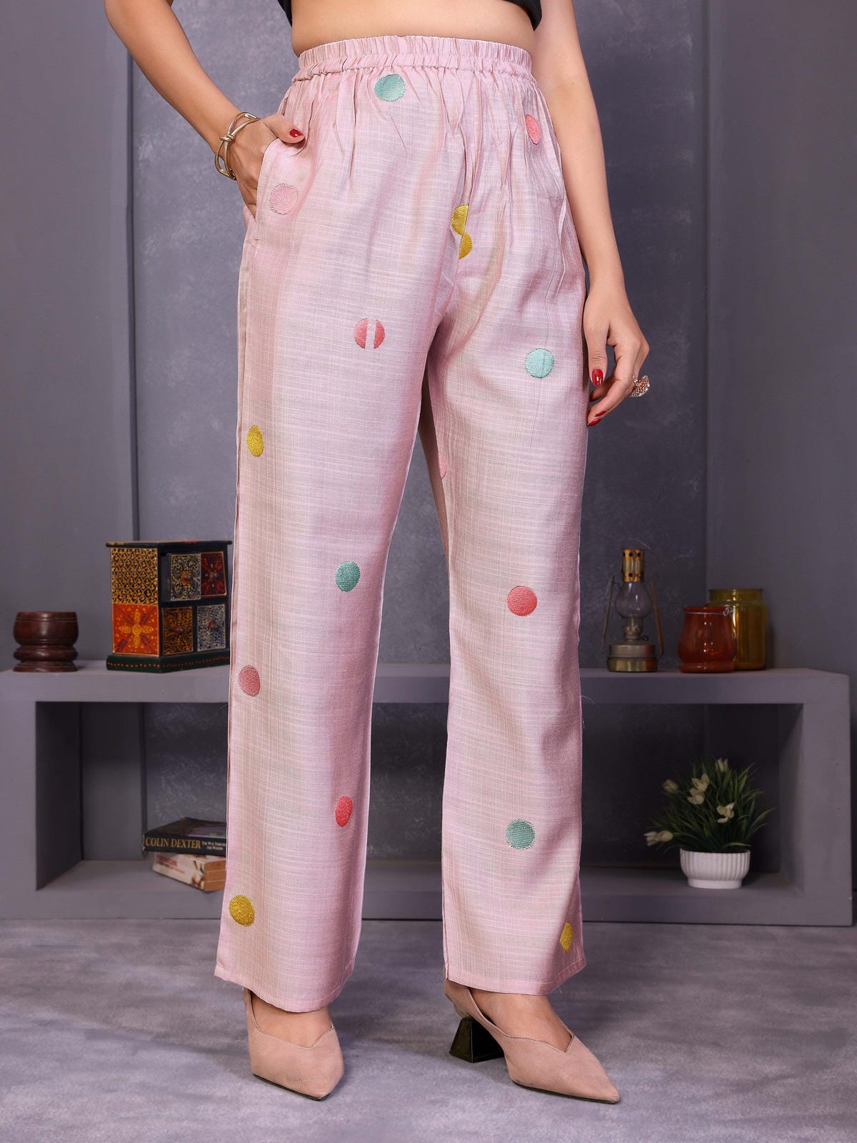 Light Pink Embroidered Vatican Silk Co-Ord Sets - Filiate