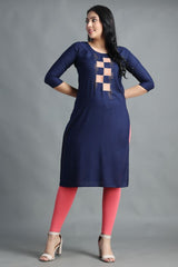 Filiate Women Embroidered Straight Kurta with Round Neck