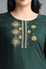 Filiate Women Embroidered Straight Kurta with Round Neck