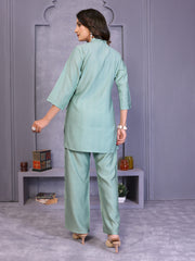 Grey Embroidered Vatican Silk Co-Ord Sets