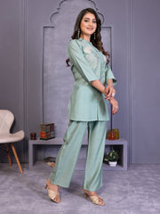 Grey Embroidered Vatican Silk Co-Ord Sets