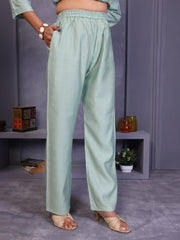 Grey Embroidered Vatican Silk Co-Ord Sets