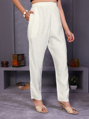 Off White Yoke Design Vatican Silk Straight Suit Set With Dupatta