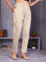 Beige Yoke Design Jacquard Silk Straight Suit Set With Dupatta