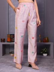 Light Pink Embroidered Vatican Silk Co-Ord Sets