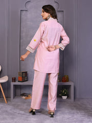Light Pink Embroidered Vatican Silk Co-Ord Sets