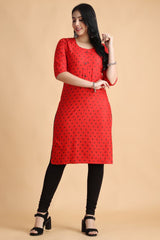 Filiate Red polka dots straight kurta