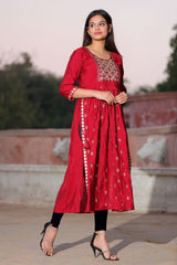Filiate Women Embroidery Round-Neck A-Line Kurta