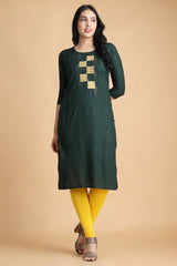 Filiate Women Embroidered Straight Kurta with Round Neck