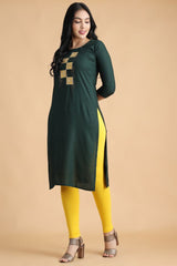 Filiate Women Embroidered Straight Kurta with Round Neck