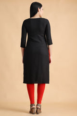 Filiate Women Embroidered Straight Kurta with Round Neck