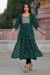 Filiate Women Embroidery Round-Neck A-Line Kurta